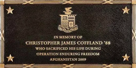 A B&D custom memorial plaque combining engraved text with a decorative border.