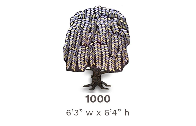 Willow Donor Tree Line, with metal leaves arranged across an acrylic panel and a sculpted bronze trunk.