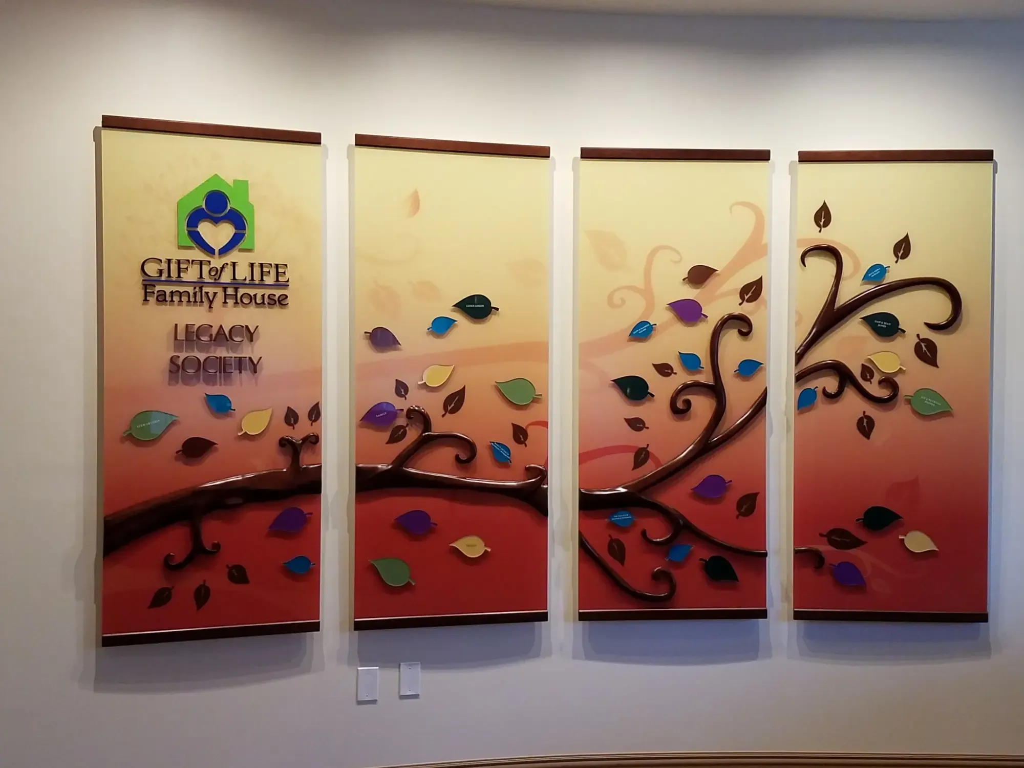 Gift of Life Family House Legacy Society recognition wall.