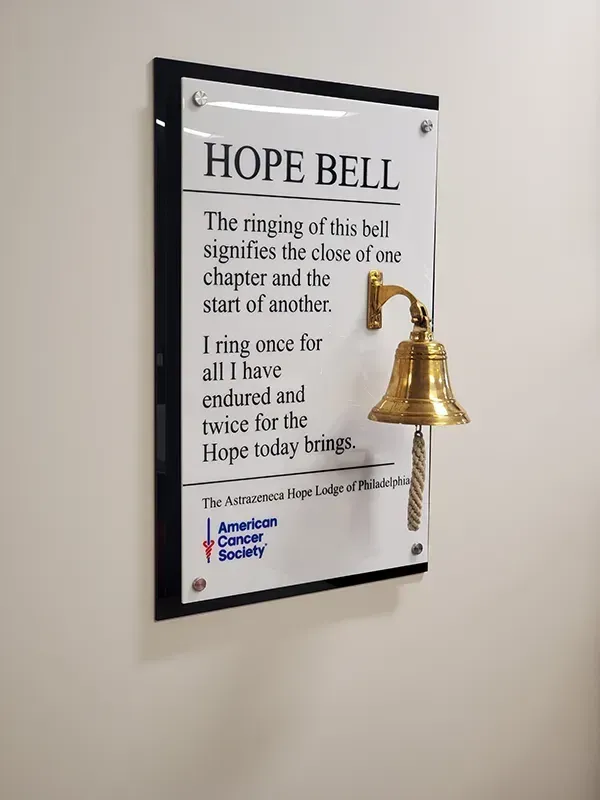 A B&D donor recognition plaque for the American Cancer Society Hope Lodge, with an engraved dedication and donor names.