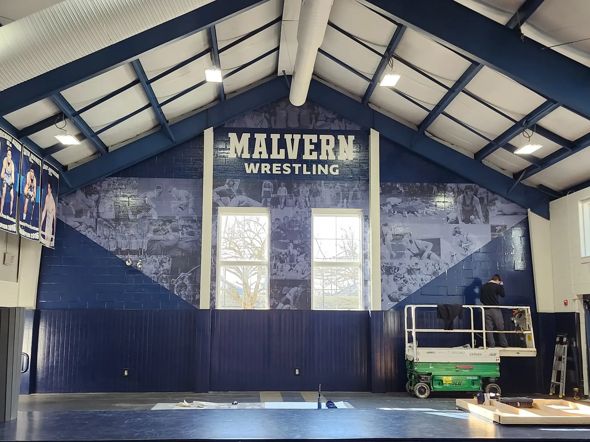 Completed Malvern Prep wrestling gym environmental graphics.