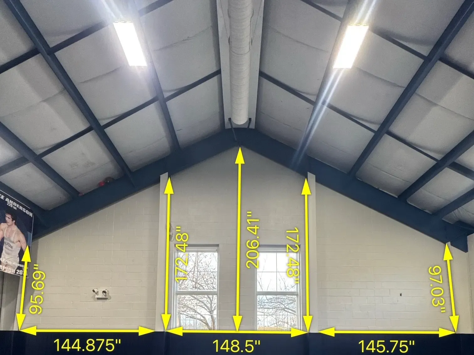 Malvern Prep wrestling gym before the environmental graphics were installed.