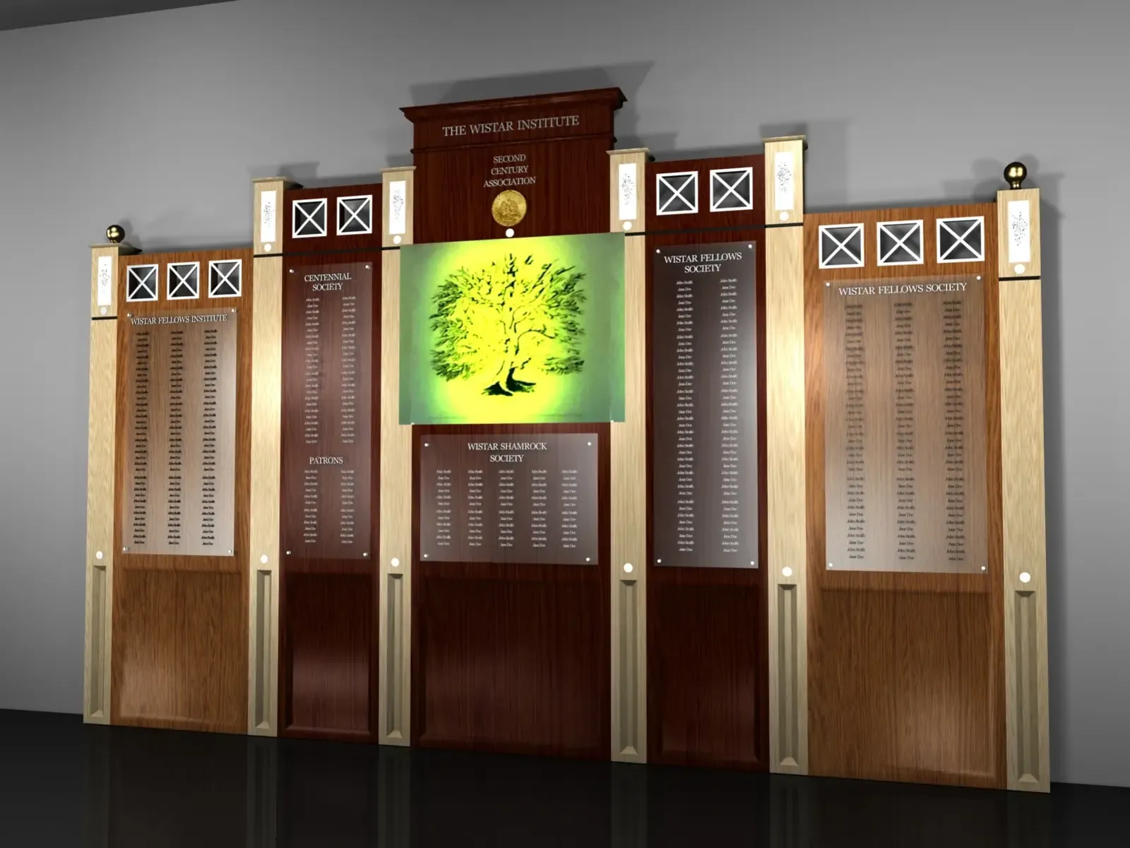 A B&D donor recognition concept — a warm wood material study.